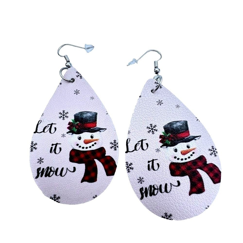 Snowman Earrings Let It Snow Holiday Christmas Dangle Drop Earrings Homemade - Picture 5 of 5